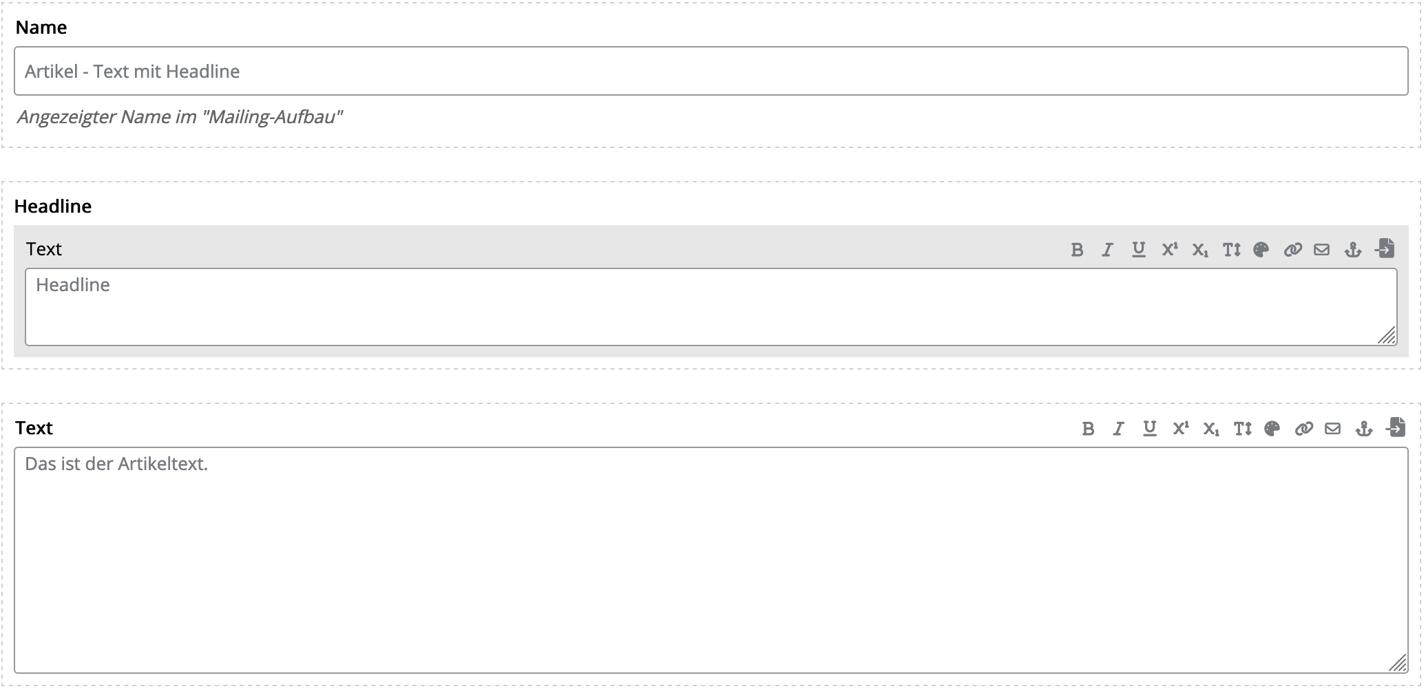 Artikel-Element Modal