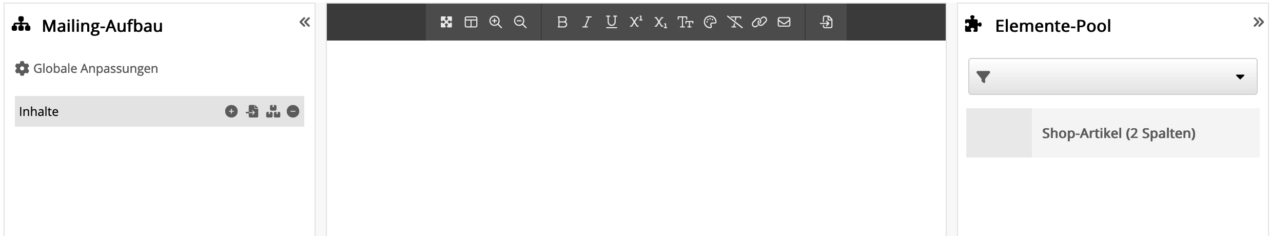 Editor-Ansicht des Microdata-Templates